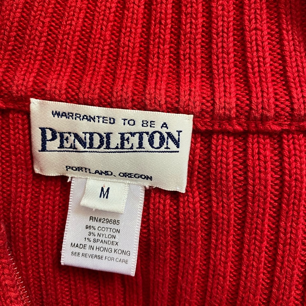 Vintage Pendleton Red Collared Full Zip Sweater M - image 4